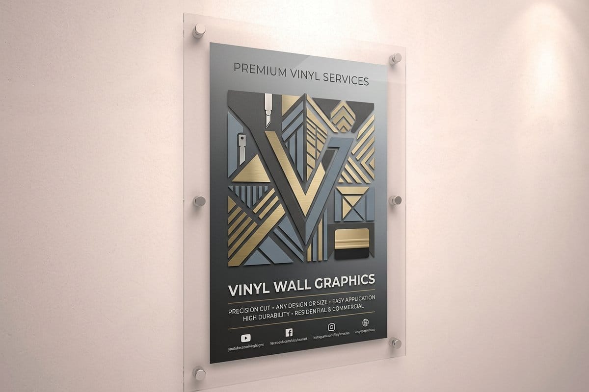 Custom vinyl lettering applied to an interior wall, printed by 4OVER4.COM