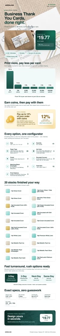 Business Thank You Cards pricing infographic