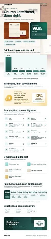 Church Letterhead pricing infographic