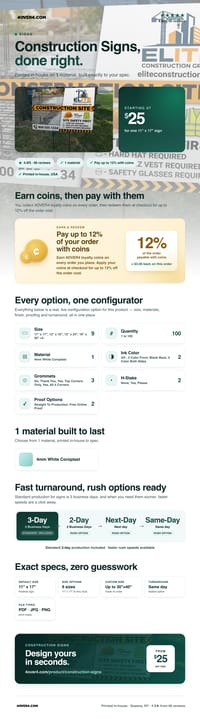 Construction Signs pricing infographic