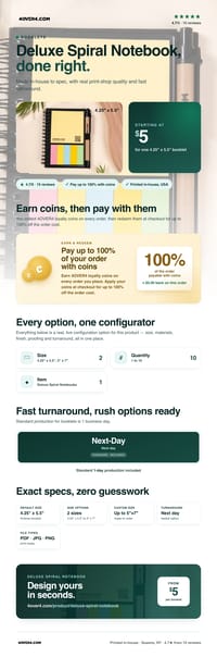 Deluxe Spiral Notebook pricing infographic
