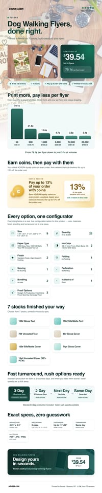 Dog Walking Flyers pricing infographic