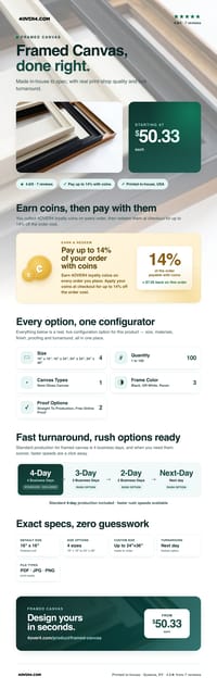 Framed Canvas pricing infographic