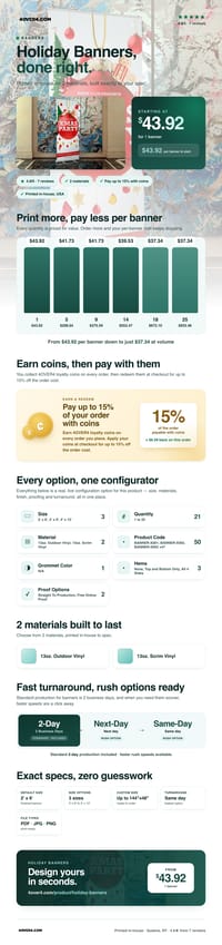 Holiday Banners pricing infographic