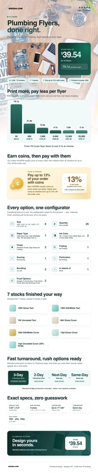 Plumbing Flyers pricing infographic
