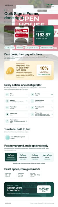Quik Sign a Frame pricing infographic