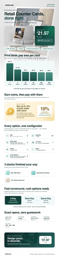 Retail Counter Cards pricing infographic