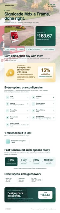 Signicade Mdx a Frame pricing infographic