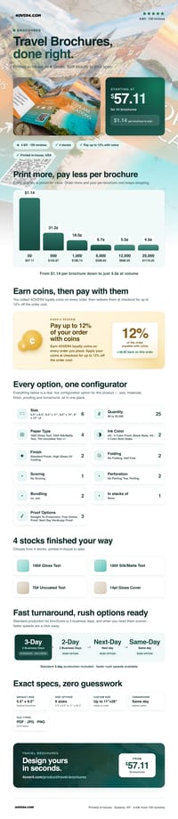 Travel Brochures pricing infographic