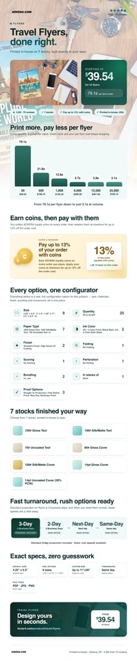 Travel Flyers pricing infographic