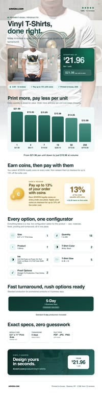 Vinyl T-Shirts pricing infographic