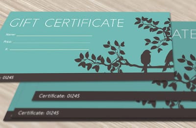 Real customer gift certificate print 4