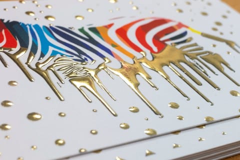 raised foil postcards