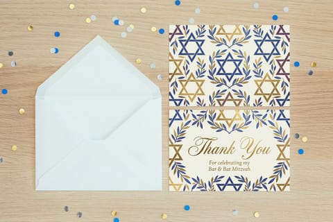 Bar Bat Mitzvah Thank You Cards
