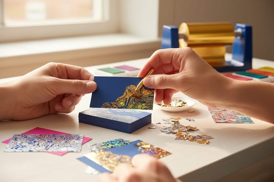Foil accents on business cards