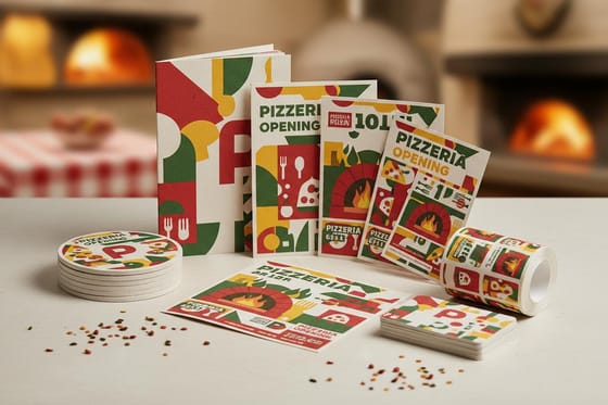 Print kit for Pizzeria Opening Print Set of 7 Products to Get Noticed and Remembered
