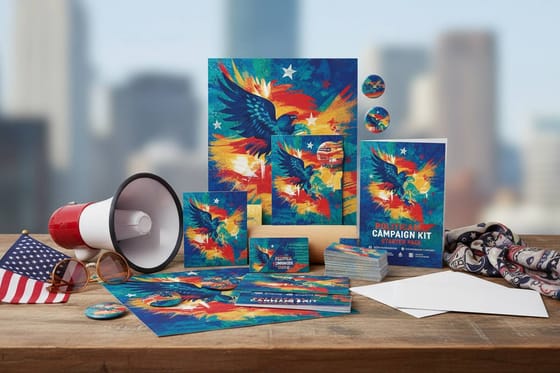 Political Campaign Kit of 11 Print Products That Launch You Looking: the printed pieces included in this kit