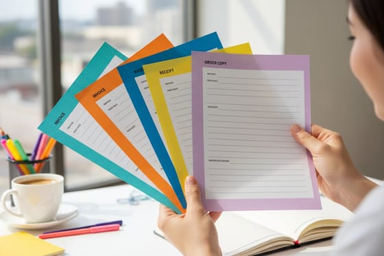 Carbonless Forms: Examples for Invoices, Receipts, and Business Copies: printed samples from this showcase