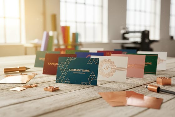 Copper Foil Business Cards: printed samples from this showcase