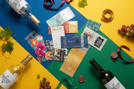 Understanding Custom Wine Label Printing and Design Options: printed samples from this showcase