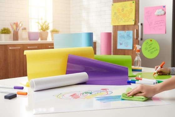 Dry Erase Vinyl Features and Practical Uses Explained: printed samples from this showcase