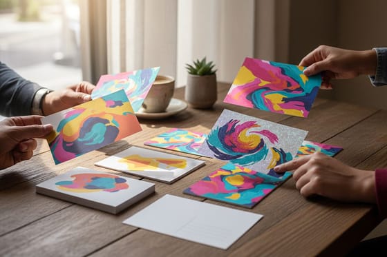 Postcard Examples: printed samples from this showcase