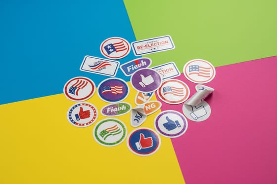 Re-Election Campaign Sticker Templates: printed samples from this showcase