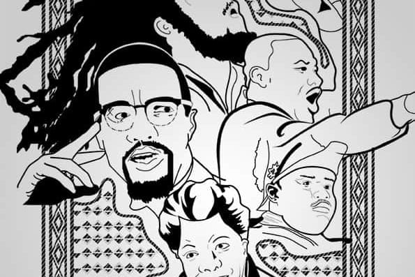 I Have a Dream black history month poster illustration by Tim Grey, a graphic built on portraits and a patterned border