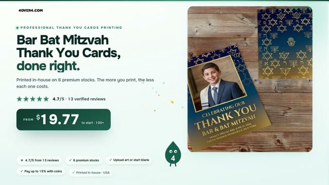 Bar Bat Mitzvah Thank You Cards product video