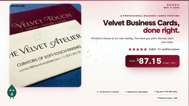 Velvet Business Cards product video