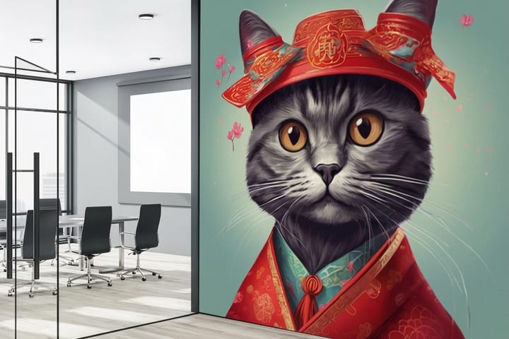 Adhesive wall fabric printed by 4OVER4 applied as a full booth wall graphic