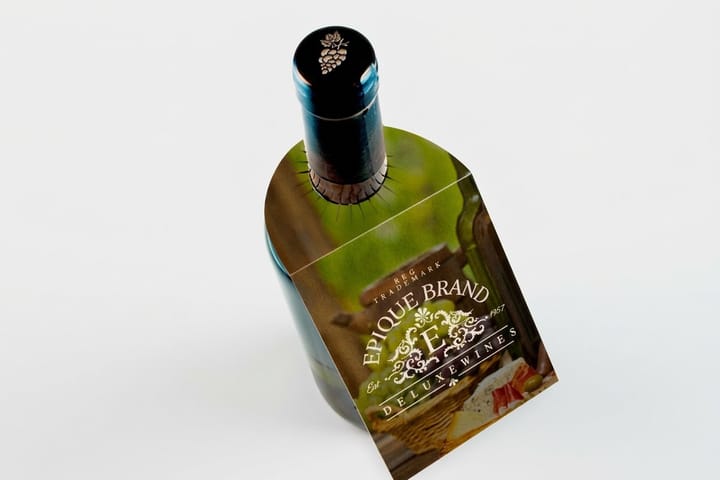 Bottle Neck Hang Tags from 4OVER4, part of a cannabis dispensary packaging set