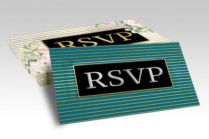 Dual raised invitations from 4OVER4 in two sizes with raised gold foil on velvet laminated cover