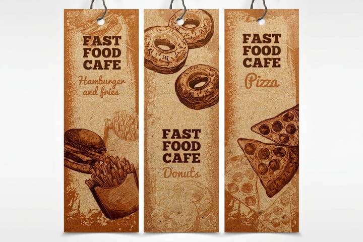 Kraft bookmarks printed by 4OVER4 in a fanned stack showing the natural paper edge