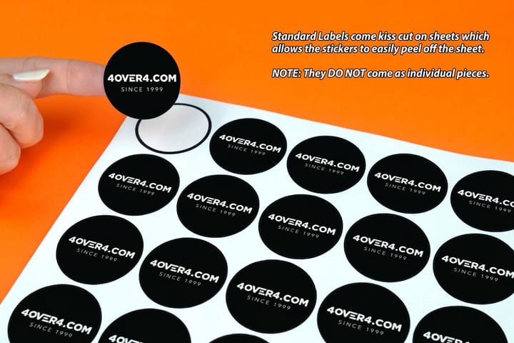 Standard labels printed by 4OVER4 sealing food truck to-go bags and boxes