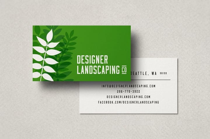 Landscaping business cards printed by 4OVER4 for estimate visits