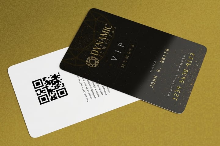 Plastic VIP cards printed by 4OVER4 for a nightclub membership program