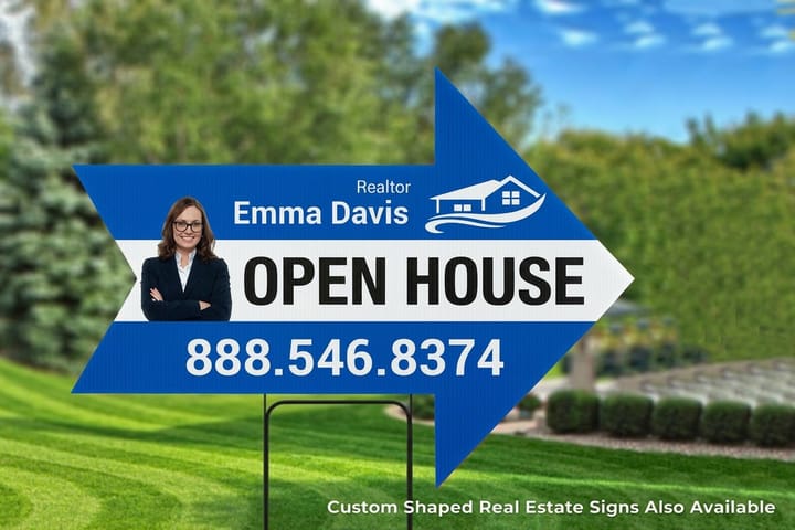 Real Estate Yard Signs from 4OVER4, part of a realtor open-house print kit
