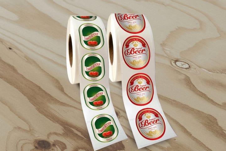 Roll product labels printed by 4OVER4 for house-brand pet products