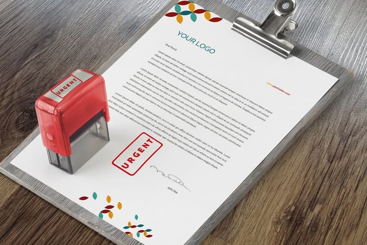 Rubber stamp printed by 4OVER4 branding kraft bags at a market booth