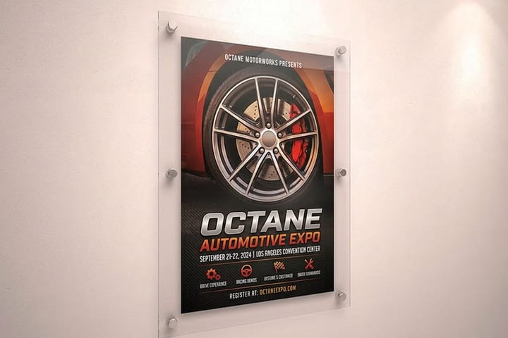 Automotive sign printed by 4OVER4 mounted on an auto shop wall