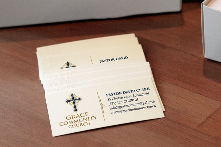 Church business cards printed by 4OVER4 for pastors and ministry leaders