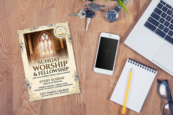 Church flyers printed by 4OVER4 promoting an upcoming ministry event