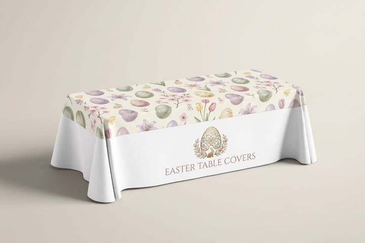 Easter table cover printed by 4OVER4 on a retail display table
