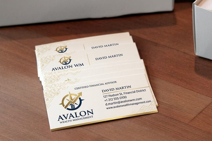 Financial business cards printed by 4OVER4 for a new consulting practice