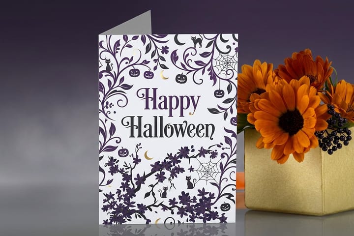 Halloween greeting cards printed by 4OVER4 for customer thank you notes and invitations