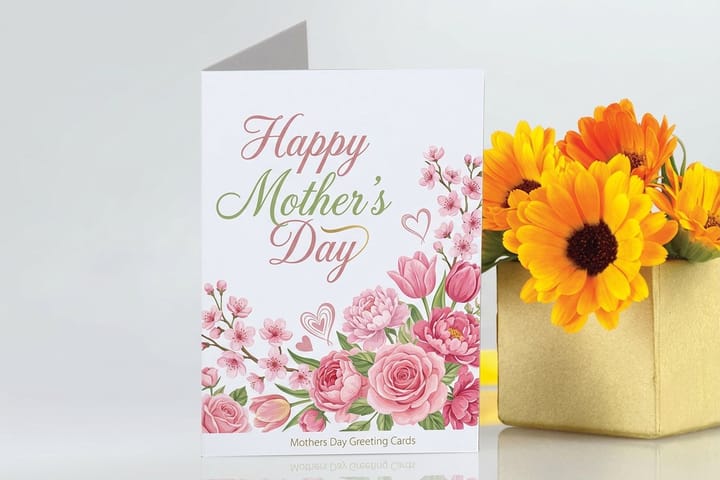 Mother's Day greeting cards printed by 4OVER4 with floral artwork