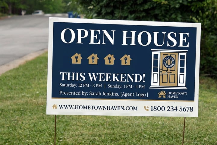 Open House Signs from 4OVER4, part of a realtor open-house print kit