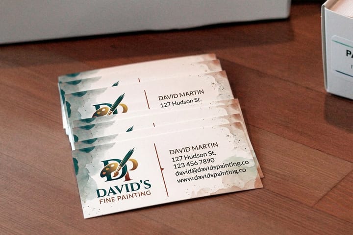 Painting business cards printed by 4OVER4 ready for estimates and walkthroughs