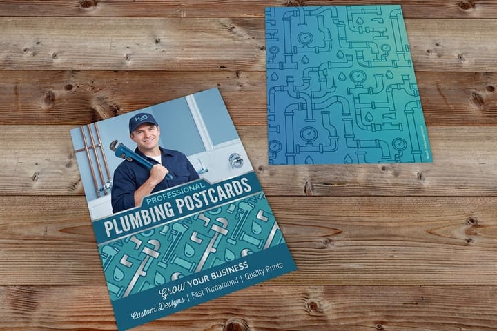 Plumbing postcards printed by 4OVER4 for maintenance reminders and win-backs